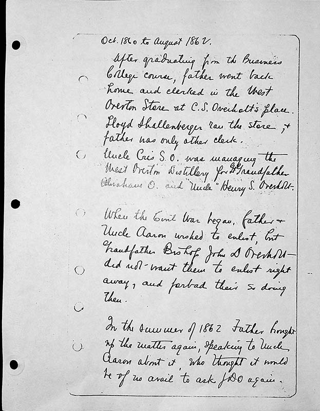 page 188 image in the Overholt Diary